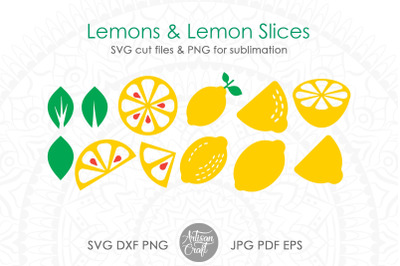 Lemon SVG, lemon clipart, lemon slice SVG