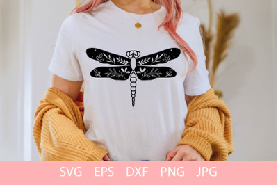 Floral Dragonfly SVG Cut File