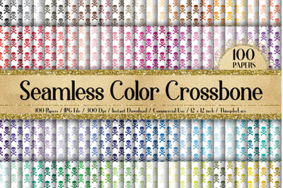 100 Seamless Color Crosses Bones with Skull Digital Papers