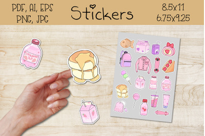 Printable Cute Stickers,cartoon.For GoodNotes,cricut.Kawaii