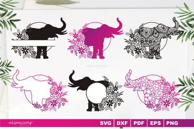Elephant with Flower, Paper Cut &amp; Print, Vector