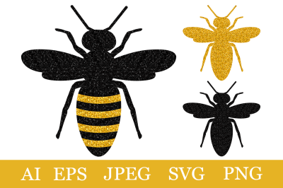 Bees sublimation. Bees glitter. Bees SVG. Bees silhouettes