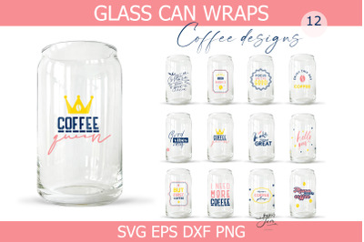 Glass can wrap SVG PNG Coffee designs for Libbey glass wrap