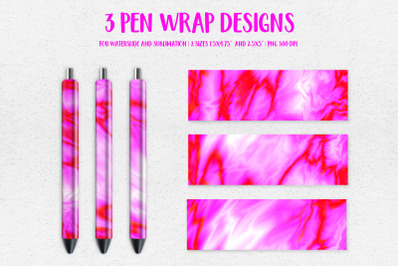 Hot Pink Marble Pen Wrap Template. Sublimation or Waterslide