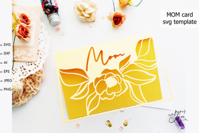Mother&#039;s Day card svg papercut template Mom card svg