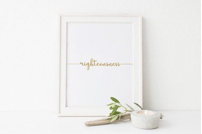 Righteousness sign, Minimalist poster, Home wall decor