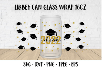 Class of 2022 Libbey can glass wrap template SVG. Graduation