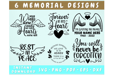 Memorial SVG Bundle, Your Wings Were Ready But Our Hearts Were Not SVG