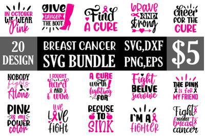 breast cancer svg bundle