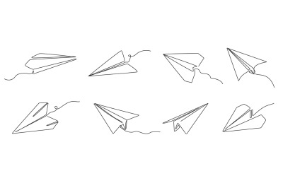 One line paper plane. Origami airplane&2C; send message concept and flyin
