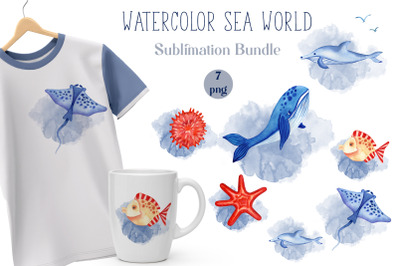 Watercolor Sea World Sublimation Bundle