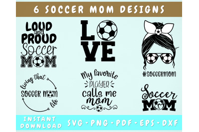 Soccer Mom SVG Bundle&2C; 6 Designs&2C; Soccer Mom Messy Bun SVG&2C; PNG