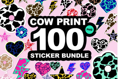 Cow print stickers | 90s stickers png