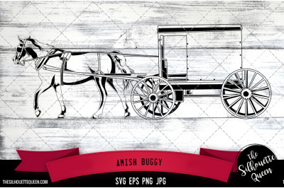 Amish Buggy Vector Logo, Transportation Rental Company, Clipart