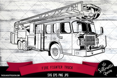 Fire Fighter Truck Vector Logo, Transportation Rental Company, Clipart