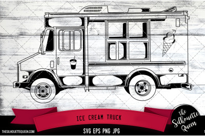 Ice Cream Truck Vector Logo, Transportation Rental Company, Clipart