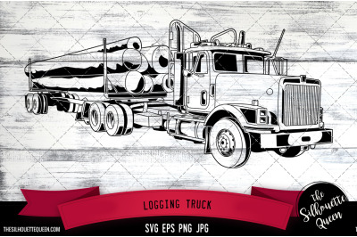 Logging Truck Vector Logo, Transportation Rental Company, Clipart