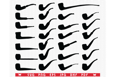 SVG Tobacco pipes, Black isolated Silhouettes, Digital clipart