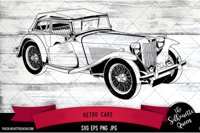 Retro Cars 1 Vector Logo&2C; Transportation Rental Company&2C; Clipart