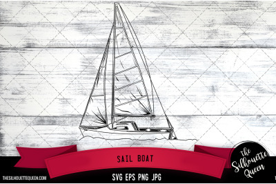 Sail Boat Vector Logo, Transportation Rental Company, Clipart