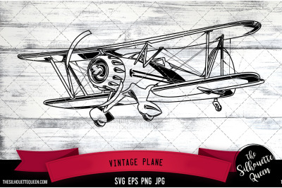 Vintage Plane Vector Logo, Transportation Rental Company, Clipart