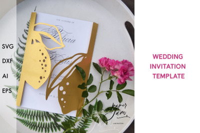 Wedding invitation template SVG 5x7 card Summer wedding SVG