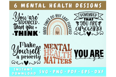 Mental Health SVG Bundle&2C; 6 Designs&2C; Mental Health Matters SVG&2C; PNG