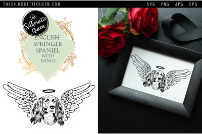 RIP English Springer Spaniel Dog with Angel Wings SVG