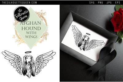 RIP Afghan Hound Dog with Angel Wings SVG, Memorial Vector, Sympathy S