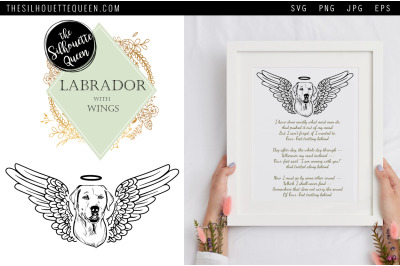 RIP Labrador Dog with Angel Wings SVG, Memorial Vector, Sympathy Svg