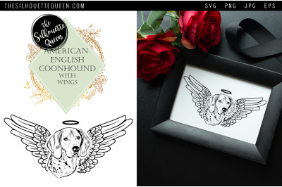 RIP American English Boonhound Dog with Angel Wings SVG