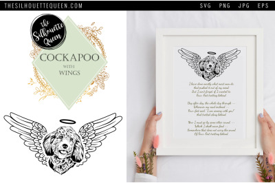 RIP Cockapoo Dog with Angel Wings SVG, Memorial Vector, Sympathy Svg