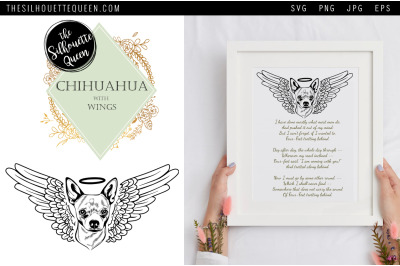 RIP Chihuahua Dog with Angel Wings SVG, Memorial Vector, Sympathy Svg