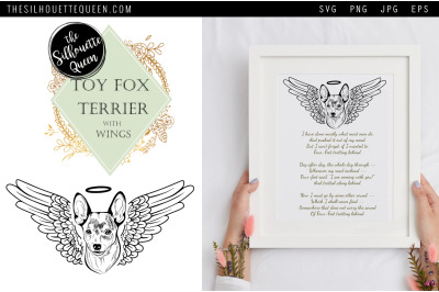 RIP Toy Fox Terrier Dog with Angel Wings SVG, Memorial Vector