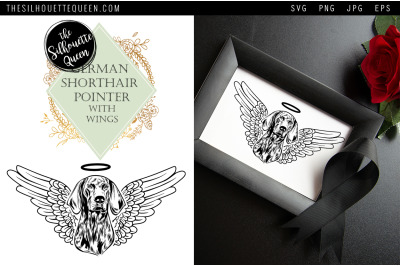 RIP German Shorthair Pointer Dog with Angel Wings SVG