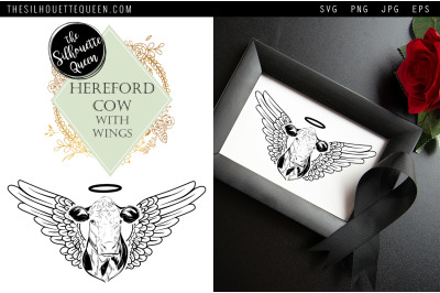 RIP Hereford  Dog with Angel Wings SVG, Memorial Vector, Sympathy Svg