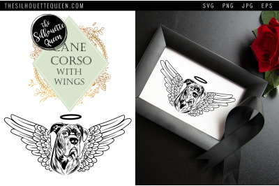 RIP Canecorso Dog with Angel Wings SVG, Memorial Vector