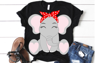 Baby elephant svg, elephant with bandana svg file, girl elephant svg,