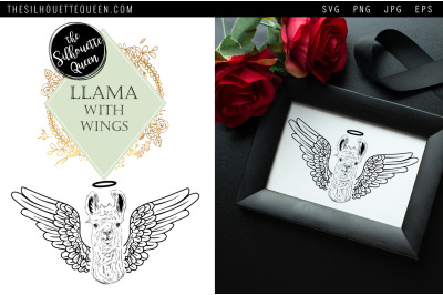 RIP llama Dog with Angel Wings SVG, Memorial Vector, Sympathy Svg