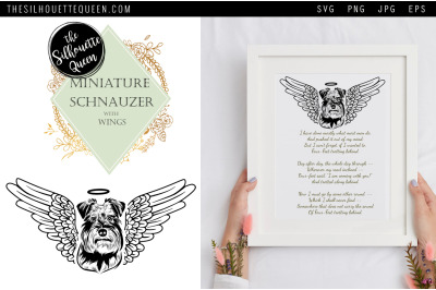RIP Miniature Schnauzer Dog with Angel Wings SVG, Memorial Vector