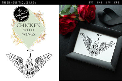 RIP Chicken Dog with Angel Wings SVG, Memorial Vector, Sympathy Svg