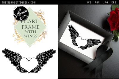 RIP Heart Frame Dog with Angel Wings SVG, Memorial Vector