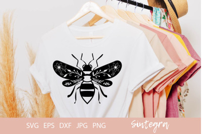 Floral Bee SVG Cut File