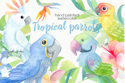 Watercolor Tropical Parrots