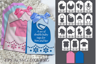 A set of double baby tags for him and her. Cutting file