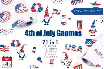 4th of July. Patriotic american Gnomes
