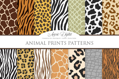 Animal Prints Digital Paper - Seamless Vector Patterns
