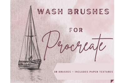 Procreate Wash Brushes X 38 - Includes Paper Textures