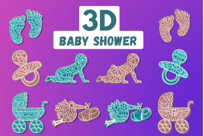 3D Baby Shower SVG Bundle
