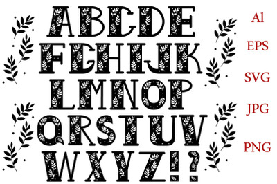 Alphabet flora svg, letters with svg decor